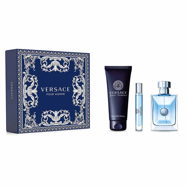 Versace Pour Homme zestaw woda toaletowa spray 100ml + żel pod prysznic 150ml + woda toaletowa spray 10ml