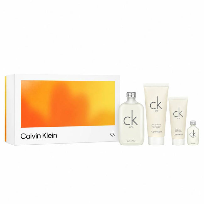 Calvin Klein CK One zestaw woda toaletowa spray 200ml + balsam do ciała 200ml + żel pod prysznic 100ml + woda toaletowa 15ml