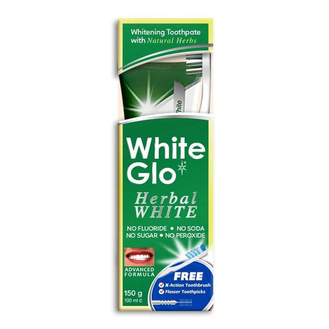 White Glo Herbal White wybielająca ziołowa pasta do zębów 100ml + szczoteczka do zębów