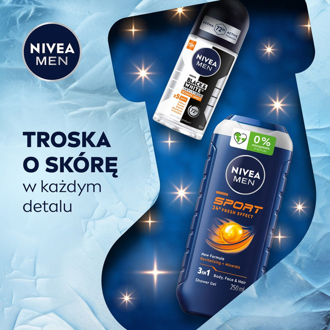 Nivea Men Get Active zestaw żel pod prysznic 3w1 250ml + antyperspirant roll-on 50ml