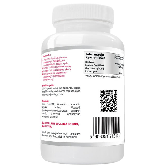 WISH Pharmaceutical Witamina B7 (H) 2500µg + Prebiotyk suplement diety 120 kapsułek