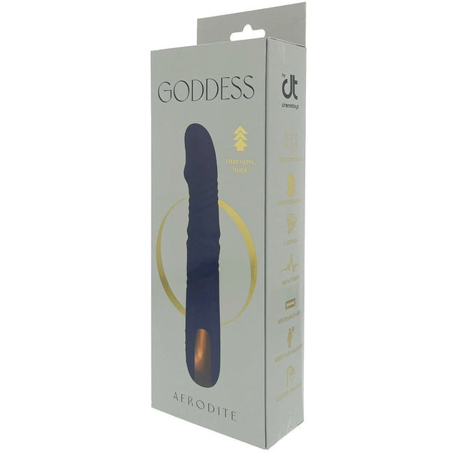 Dream Toys Goddess Collection Afrodite wibrator z funkcją ruchu góra-dół i obracającymi się kuleczkami Granatowy