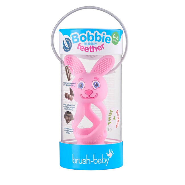 Brush-Baby Bobbie Bunny Teether zabawka-gryzak dla niemowląt Rose Pink