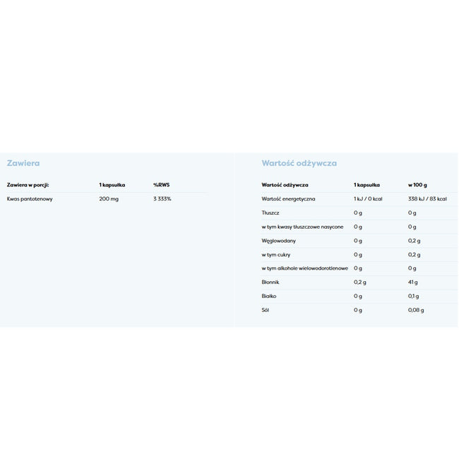 Osavi Witamina B5 kwas pantotenowy 200mg suplement diety 90 kapsułek