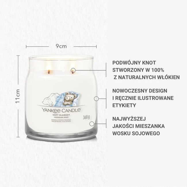 Yankee Candle Średnia świeca zapachowa Soft Blanket 368g