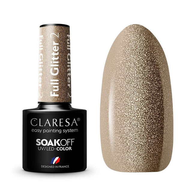 Claresa Soak Off UV/LED Full Glitter lakier hybrydowy