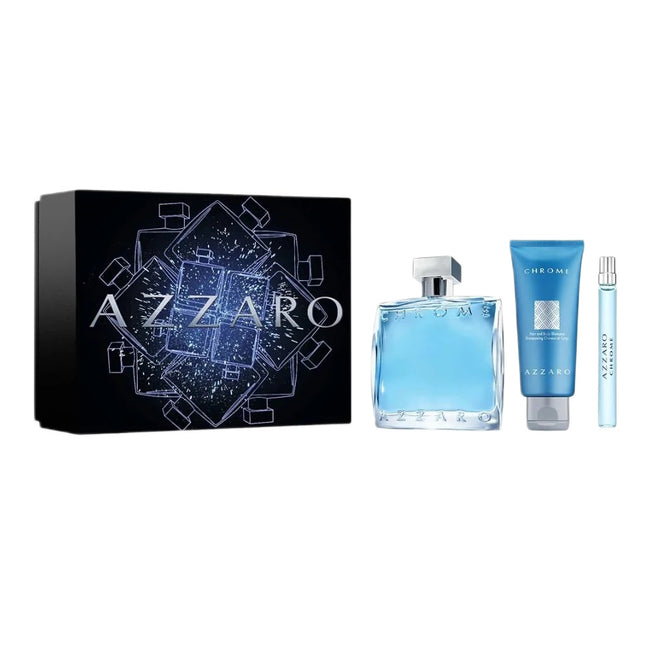 Azzaro Chrome zestaw woda toaletowa spray 100ml + miniatura wody toaletowej 10ml + żel pod prysznic 75ml