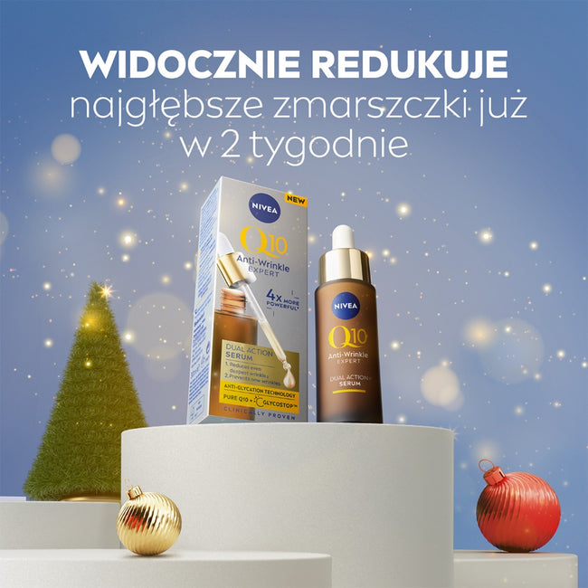 Nivea Q10 Elegance zestaw przeciwzmarszczkowy krem na dzień 50ml + podwójnie aktywne serum 30ml + kosmetyczka