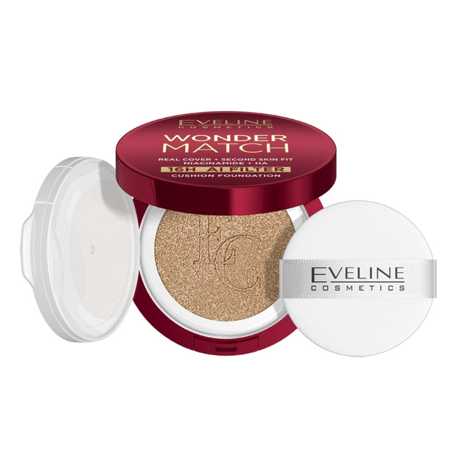 Eveline Cosmetics Wonder Match kryjący podkład cushion z niacynamidem i kwasem hialuronowym 15g