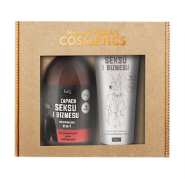 LaQ Zapach Seksu i Biznesu Czarny Mat zestaw żel pod prysznic 500ml + balsam do ciała w tubie 200ml