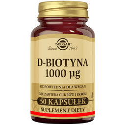 Solgar D-Biotyna 1000µg suplement diety 50 kapsułek