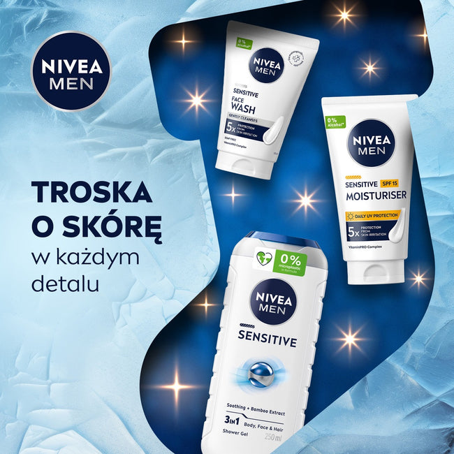Nivea Men Feel Protected zestaw żel pod prysznic 3w1 250ml + żel do mycia twarzy 100ml + ochronny krem nawilżający SPF15 75ml