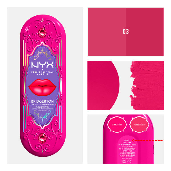 NYX Professional MakeUp Bridgerton Royal Treasures 2-Piece Lip Kit zestaw błyszczyk i konturówka 2szt.