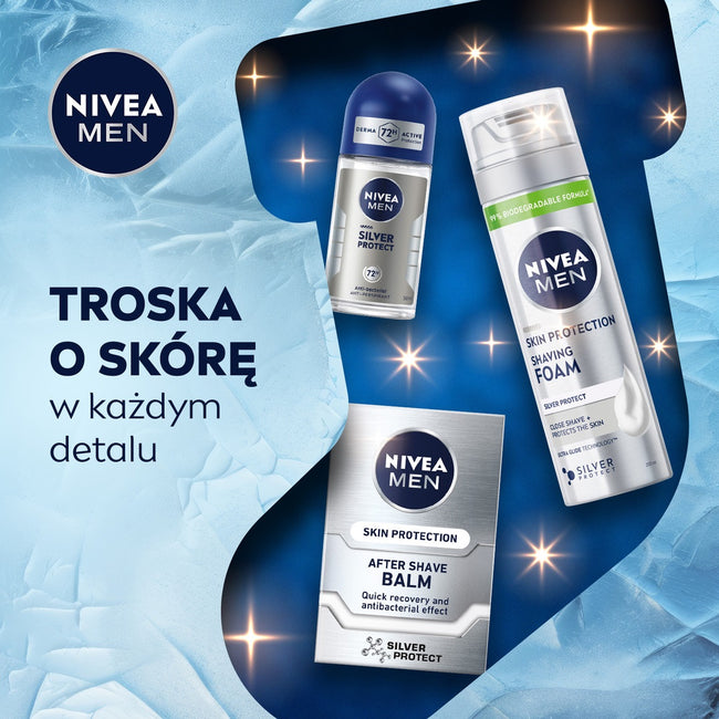 Nivea Men Silver Control zestaw pianka do golenia 200ml + balsam po goleniu 100ml + antyperspirant roll-on 50ml + kosmetyczka