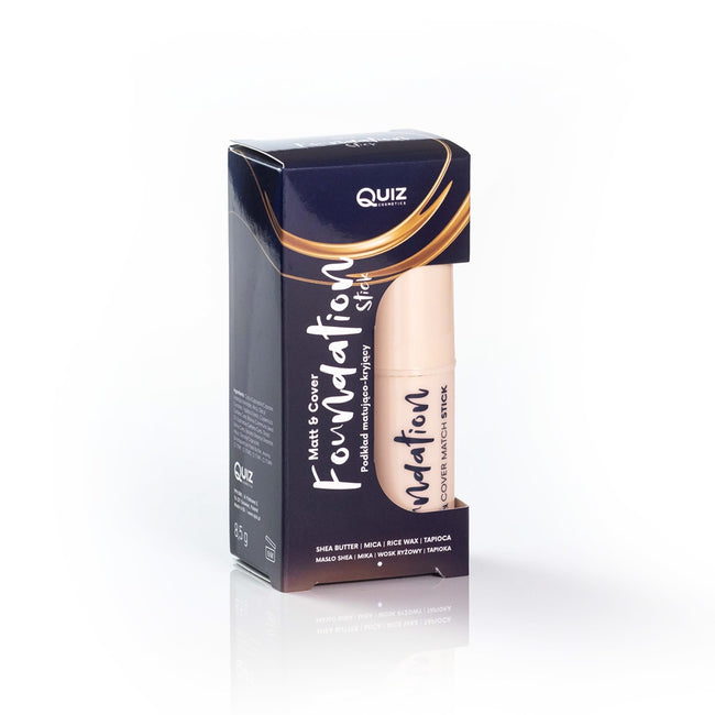 Quiz Cosmetics Matt & Cover Stick Foundation kryjący podkład w sticku wzbogacony olejem rycynowym i masłem shea