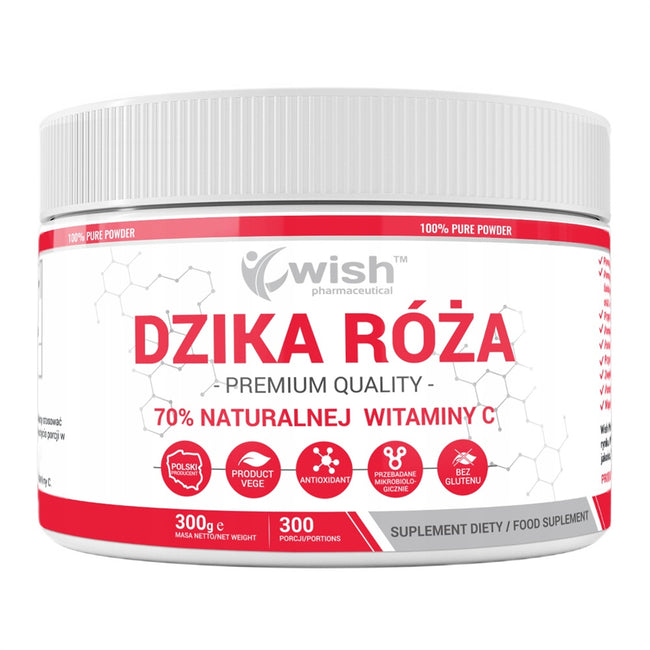 WISH Pharmaceutical Dzika Róża 70% naturalnej witaminy C suplement diety w proszku 300g