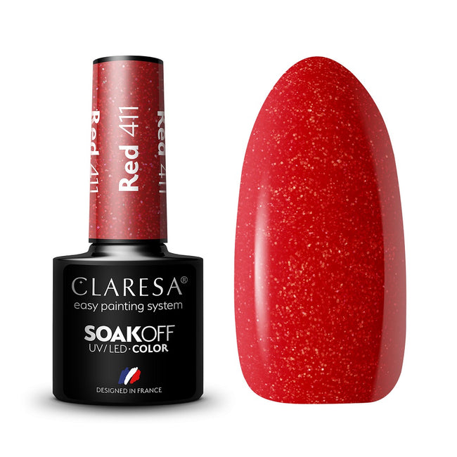 Claresa Soak Off UV/LED Red lakier hybrydowy 411 5g