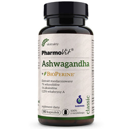 Pharmovit Ashwagandha + BioPerine suplement diety 180 kapsułek