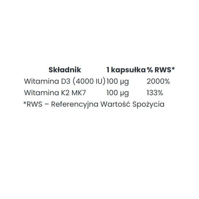 Big Nature Witamina D3 + K2 suplement diety 150 kapsułek