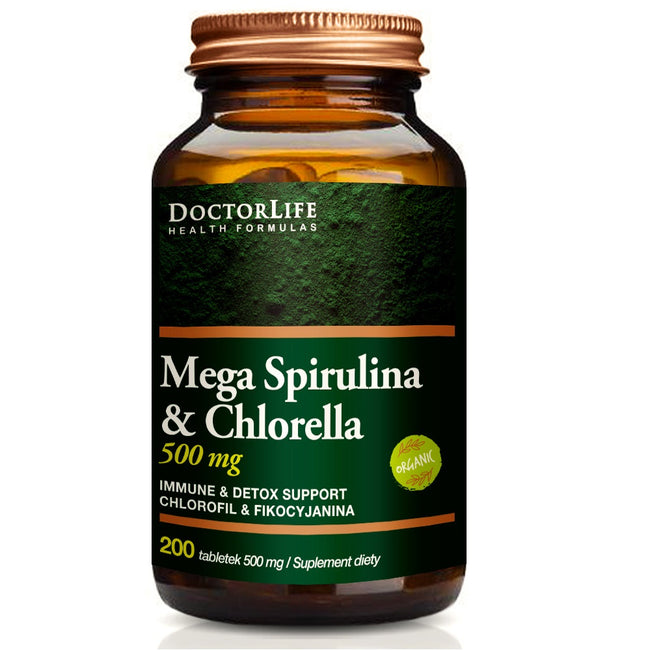 Doctor Life Mega Spirulina & Chlorella 500mg suplement diety 200 tabletek