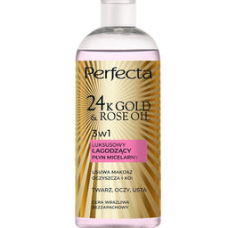 Perfecta 24K Gold & Rose Oil luksusowy łagodzący płyn micelarny 400ml