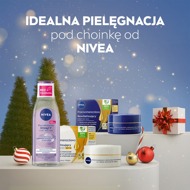 Nivea Beautiful Time zestaw kojący płyn micelarny 200ml + krem na dzień 55+ 50ml + krem na noc 55+ 50ml