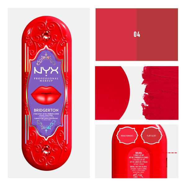 NYX Professional MakeUp Bridgerton Royal Treasures 2-Piece Lip Kit zestaw błyszczyk i konturówka 2szt.