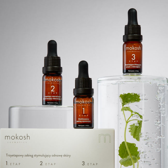 Mokosh Trzyetapowy zabieg stymulujący odnowę skóry Pokrzywa z miętą 3x7ml