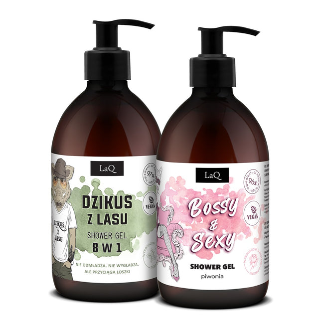 LaQ Pełną Parą zestaw Bossy & Sexy żel pod prysznic 500ml + Dzikus z Lasu żel pod prysznic 500ml