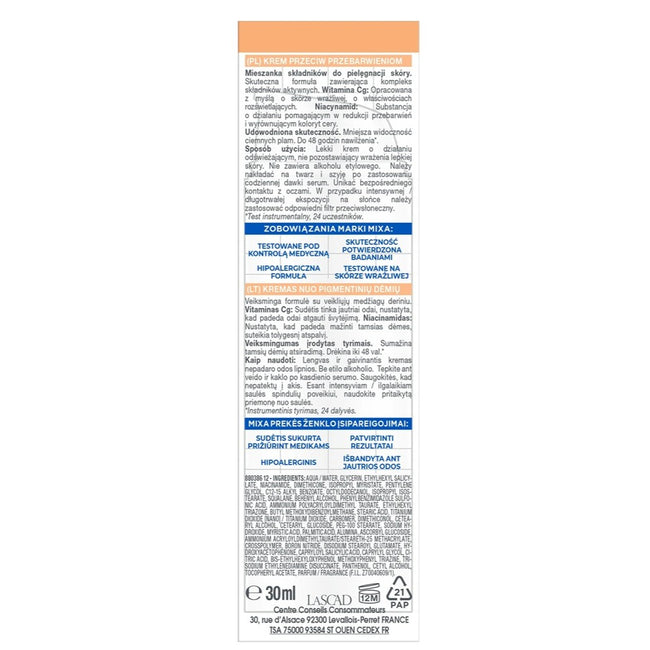 MIXA Lab krem do twarzy przeciw przebarwieniom Witamina C + Niacynamid 50ml