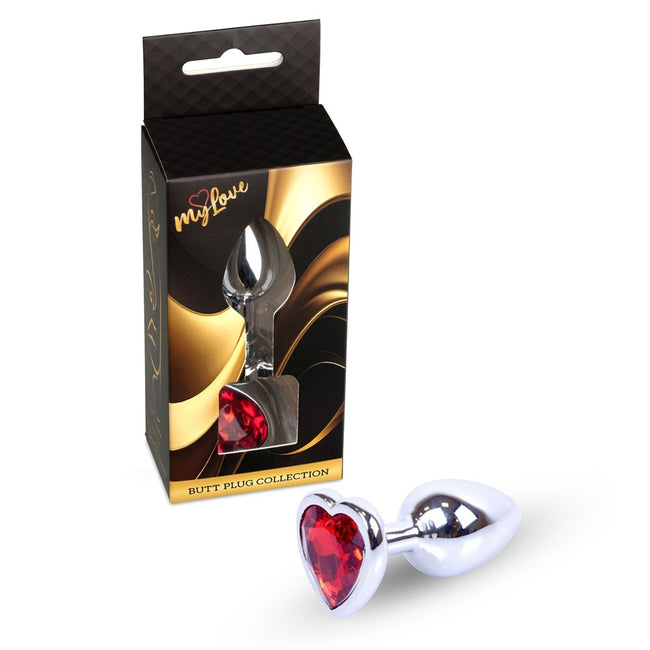MyLove Butt Plug Collection Jewellery Heart metalowy korek analny Silver Red