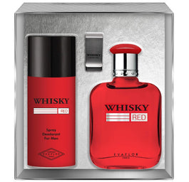 Evaflor Whisky Red zestaw woda toaletowa spray 100ml + dezodorant spray 150ml + klips na banknoty