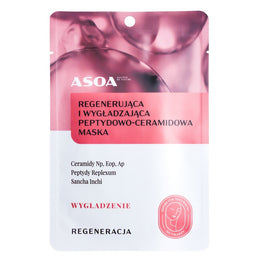 Asoa Maska w płachcie regenerująca i wygładzająca peptydowo-ceramidowa 30g