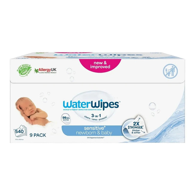 WaterWipes Sensitive+ Noworodek i Niemowlę chusteczki nawilżane 9x60szt.