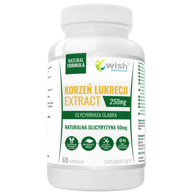 WISH Pharmaceutical Korzeń Lukrecji Extract 250mg suplement diety 60 kapsułek