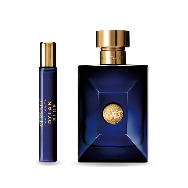 Versace Pour Homme Dylan Blue zestaw woda toaletowa spray 100ml + miniatura wody toaletowej spray 10ml + kosmetyczka