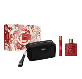 Versace Eros Flame zestaw woda perfumowana spray 100ml + miniatura wody perfumowanej spray 10ml + kosmetyczka