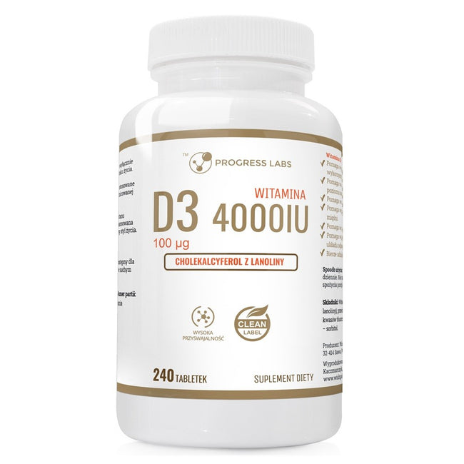 Progress Labs Witamina D3 4000IU suplement diety 240 tabletek