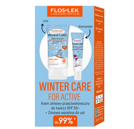 Floslek Winter Care For Active zestaw krem zimowy przeciwsłoneczny SPF50+ 30ml + zimowana wazelina do ust 10g