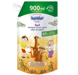 Bambino Dzieciaki 3w1 szampon żel pod prysznic i płyn do kąpieli Surykatki zapas 900ml