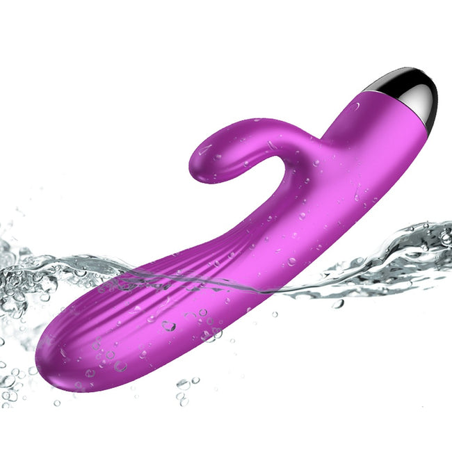 B-Series Fox Silicone Vibrator and Pulsator wibrujący i pulsujący wibrator królik z funkcją grzania Purple