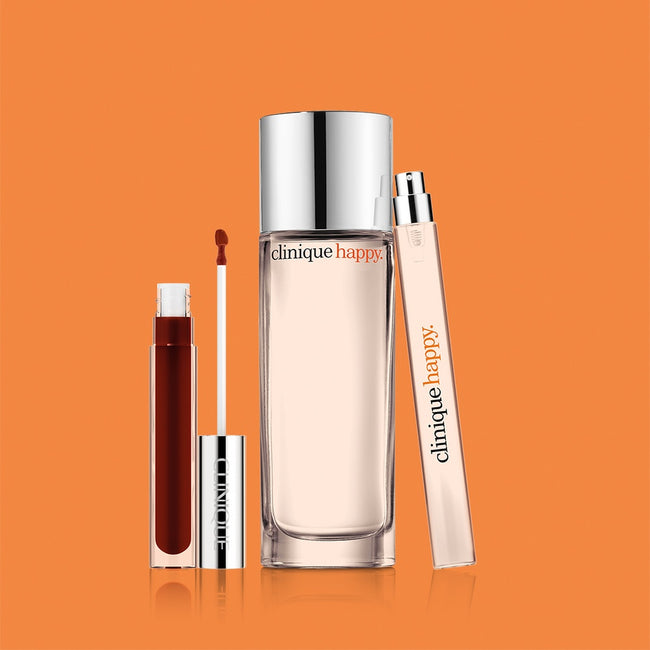 Clinique Perfectly Happy zestaw perfumy 50ml + perfumy 10ml + nawilżający błyszczyk do ust 3.4ml