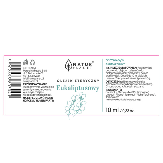 Natur Planet Olejek eteryczny eukaliptusowy 10ml