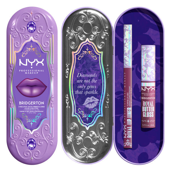 NYX Professional MakeUp Bridgerton Royal Treasures 2-Piece Lip Kit zestaw błyszczyk i konturówka 2szt.
