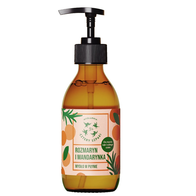 Mydlarnia Cztery Szpaki Naturalne mydło w płynie Rozmaryn i Mandarynka 300ml