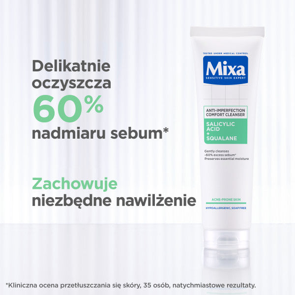 MIXA Comfort Cleanser żel oczyszczający do twarzy przeciw niedoskonałościom Kwas salicylowy + Skwalan 150ml