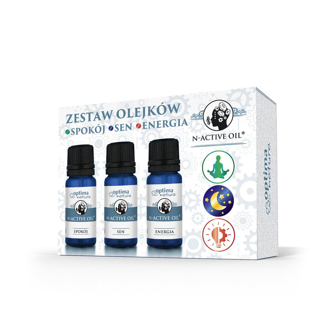 Optima Natura N-Active Oil zestaw olejków eterycznych Spokój + Sen + Energia 3x10ml