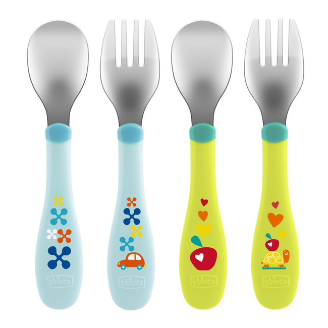 Chicco Metal Cutlery sztućce metalowe 18m+ Niebieskie