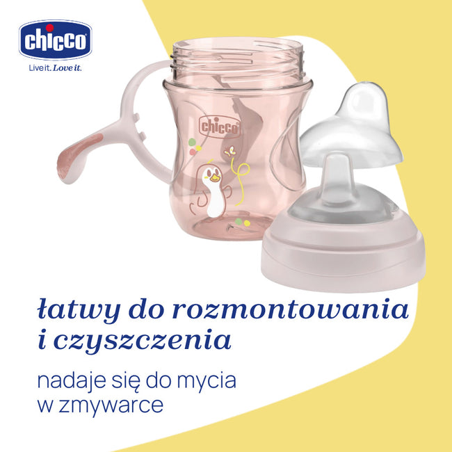 Chicco Transition Cup pierwszy kubek treningowy z miękkim ustnikiem 4m+ Beż 200ml
