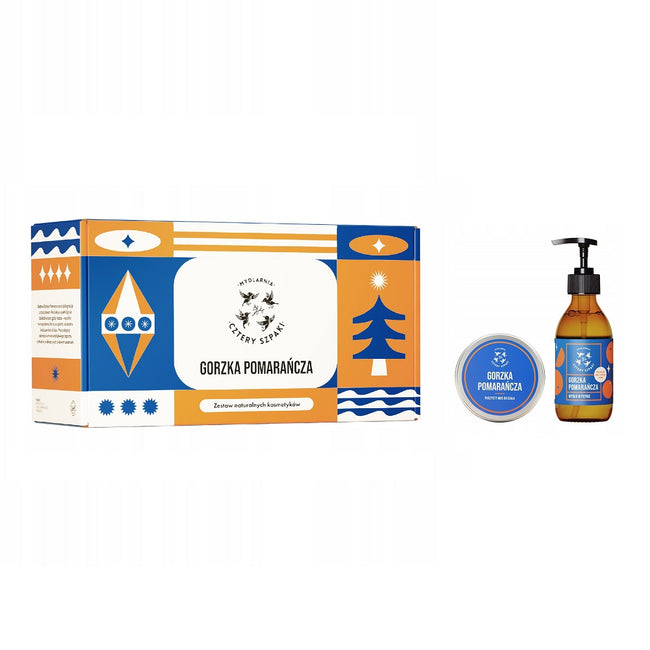 Mydlarnia Cztery Szpaki Gorzka Pomarańcza zestaw mydło w płynie 300ml + mus do ciała 150ml
